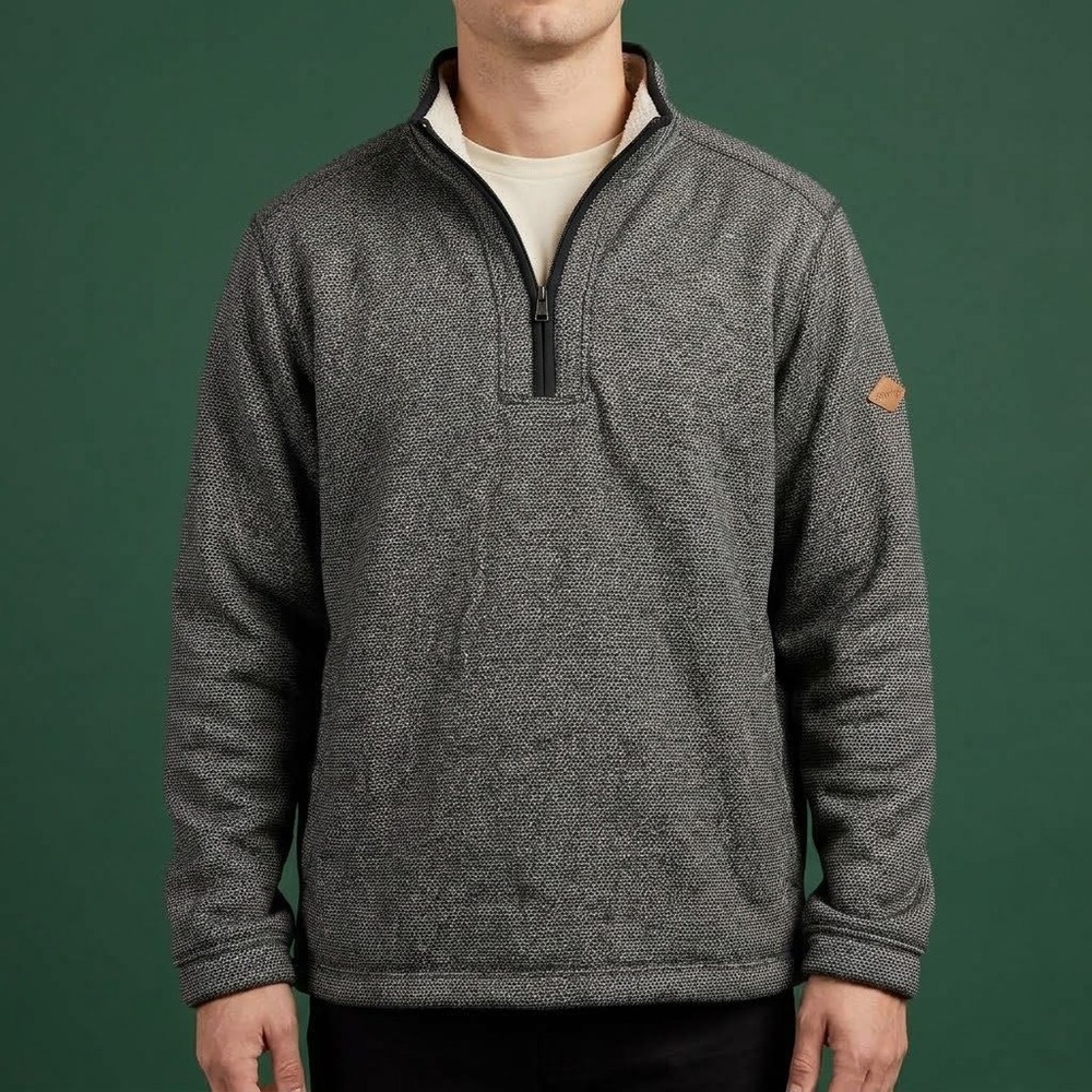 Orvis‎ Classic Collection Sherpa Fleece Lined 1/4 Zip Pullover Mens L Gray EUC